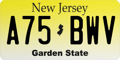 NJ license plate A75BWV
