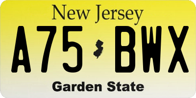 NJ license plate A75BWX