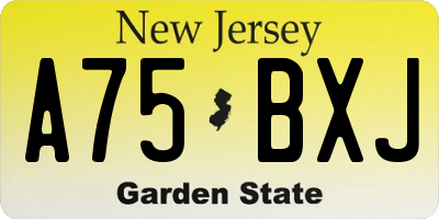 NJ license plate A75BXJ
