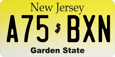 NJ license plate A75BXN
