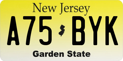 NJ license plate A75BYK