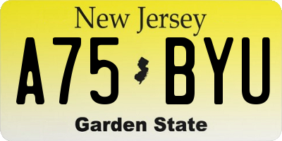 NJ license plate A75BYU