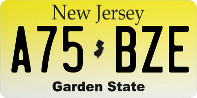 NJ license plate A75BZE