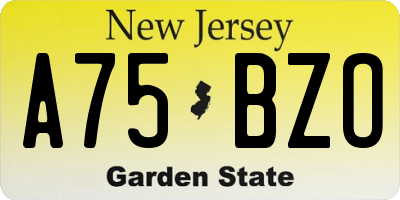 NJ license plate A75BZO