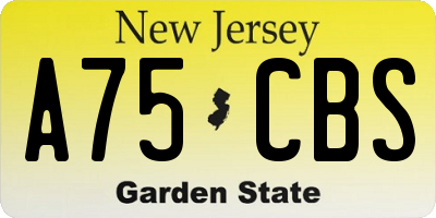 NJ license plate A75CBS