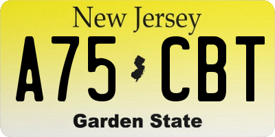 NJ license plate A75CBT