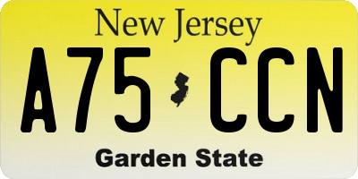 NJ license plate A75CCN