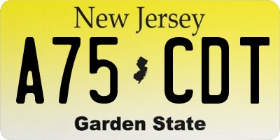 NJ license plate A75CDT