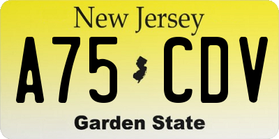 NJ license plate A75CDV