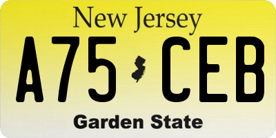 NJ license plate A75CEB
