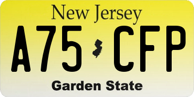 NJ license plate A75CFP