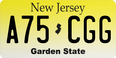 NJ license plate A75CGG