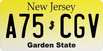 NJ license plate A75CGV