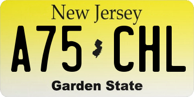 NJ license plate A75CHL