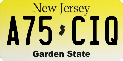 NJ license plate A75CIQ