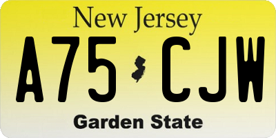 NJ license plate A75CJW