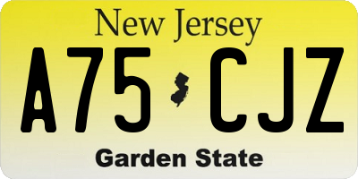 NJ license plate A75CJZ