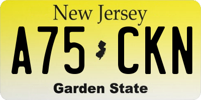 NJ license plate A75CKN
