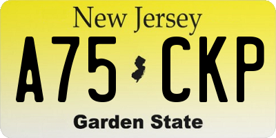NJ license plate A75CKP