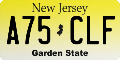 NJ license plate A75CLF