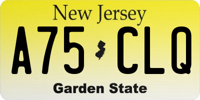 NJ license plate A75CLQ