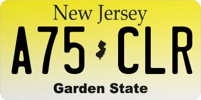NJ license plate A75CLR