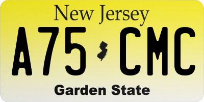 NJ license plate A75CMC