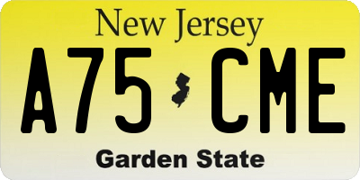 NJ license plate A75CME