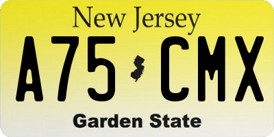 NJ license plate A75CMX