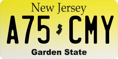 NJ license plate A75CMY