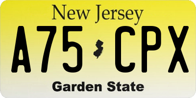 NJ license plate A75CPX