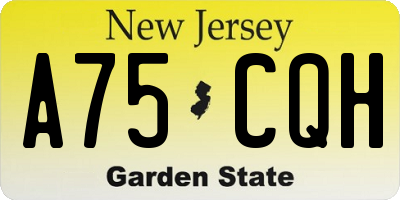 NJ license plate A75CQH