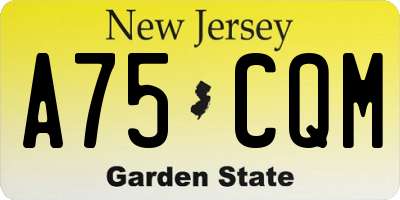 NJ license plate A75CQM