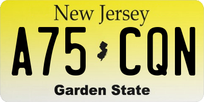 NJ license plate A75CQN