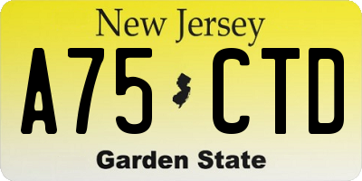 NJ license plate A75CTD