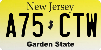 NJ license plate A75CTW
