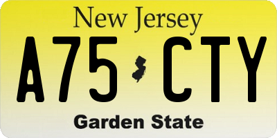 NJ license plate A75CTY