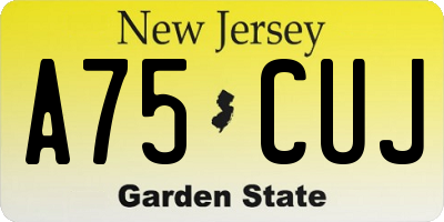 NJ license plate A75CUJ