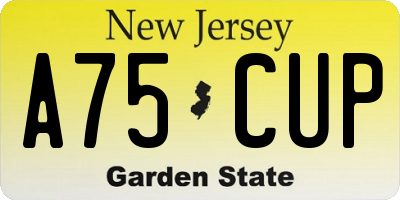 NJ license plate A75CUP