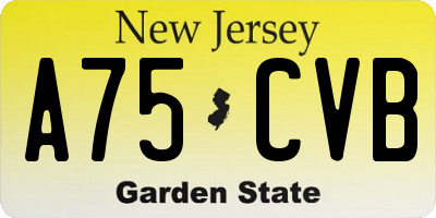 NJ license plate A75CVB