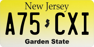 NJ license plate A75CXI