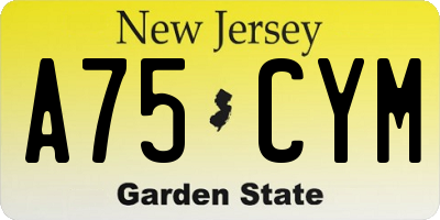NJ license plate A75CYM