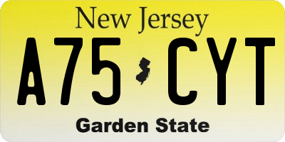 NJ license plate A75CYT