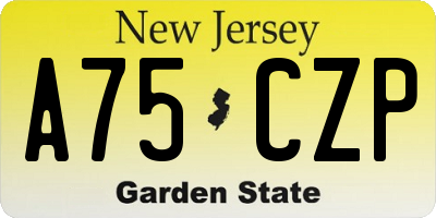 NJ license plate A75CZP