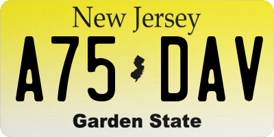 NJ license plate A75DAV
