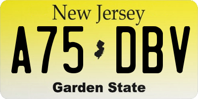 NJ license plate A75DBV