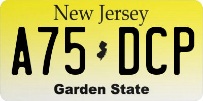 NJ license plate A75DCP