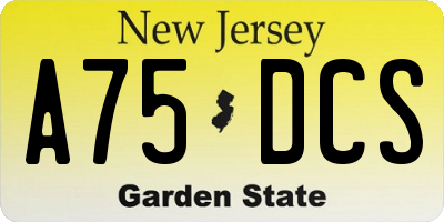 NJ license plate A75DCS