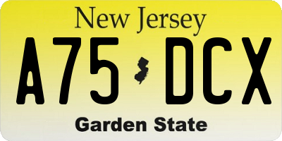 NJ license plate A75DCX