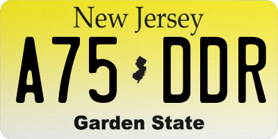 NJ license plate A75DDR